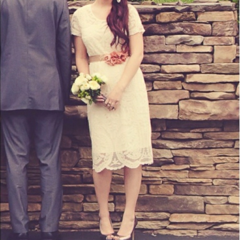 Cream lace dress with cream under-slip